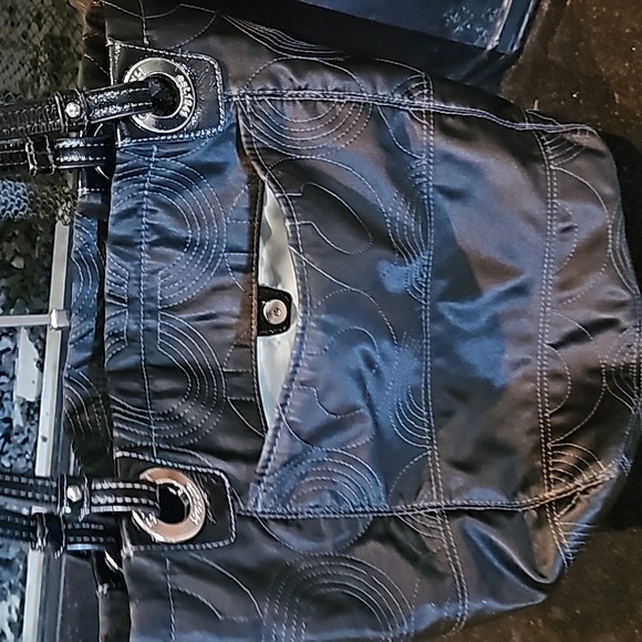 COACH BLACK Alex Stitched Large Handle Tote Shoulder Purse - Picture 5 of 12